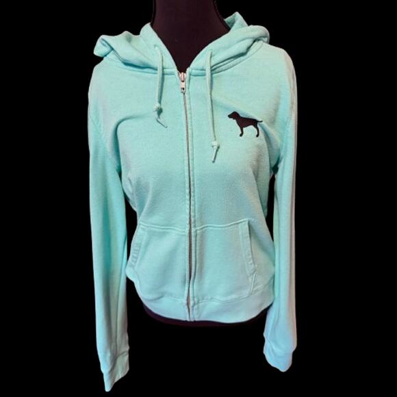 VS PINK Mint Leopard Trim Full Zip Hoodie Woman's Sz Large - Picture 4 of 8